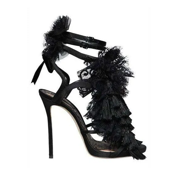 Straps Lace UP Ankle Wrap Open Toe Super High Stiletto Heel Sandals