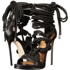 Straps Lace UP Ankle Wrap Open Toe Super High Stiletto Heel Sandals