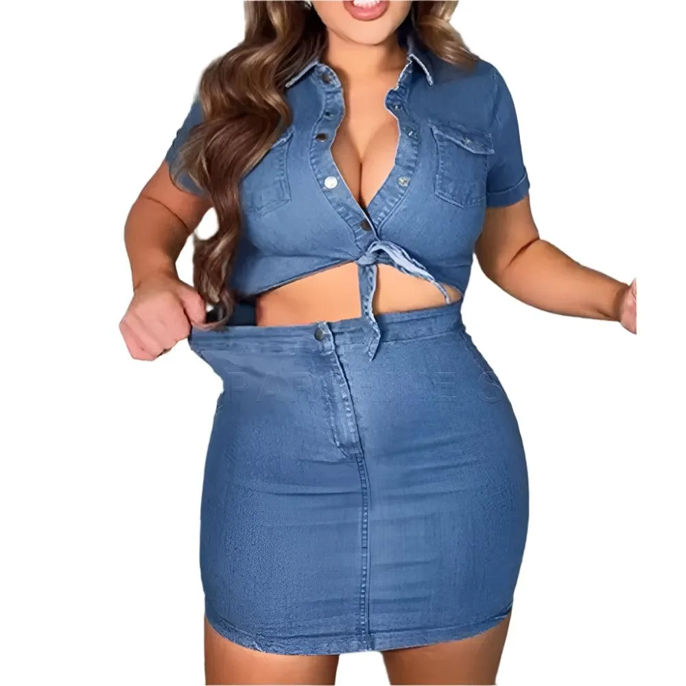 Stretch Straps Short Skirt Sexy & Chic Streetwear Slim Fit Denim Mini Dress