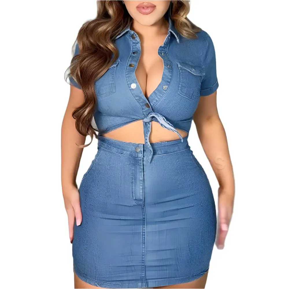 Stretch Straps Short Skirt Sexy & Chic Streetwear Slim Fit Denim Mini Dress