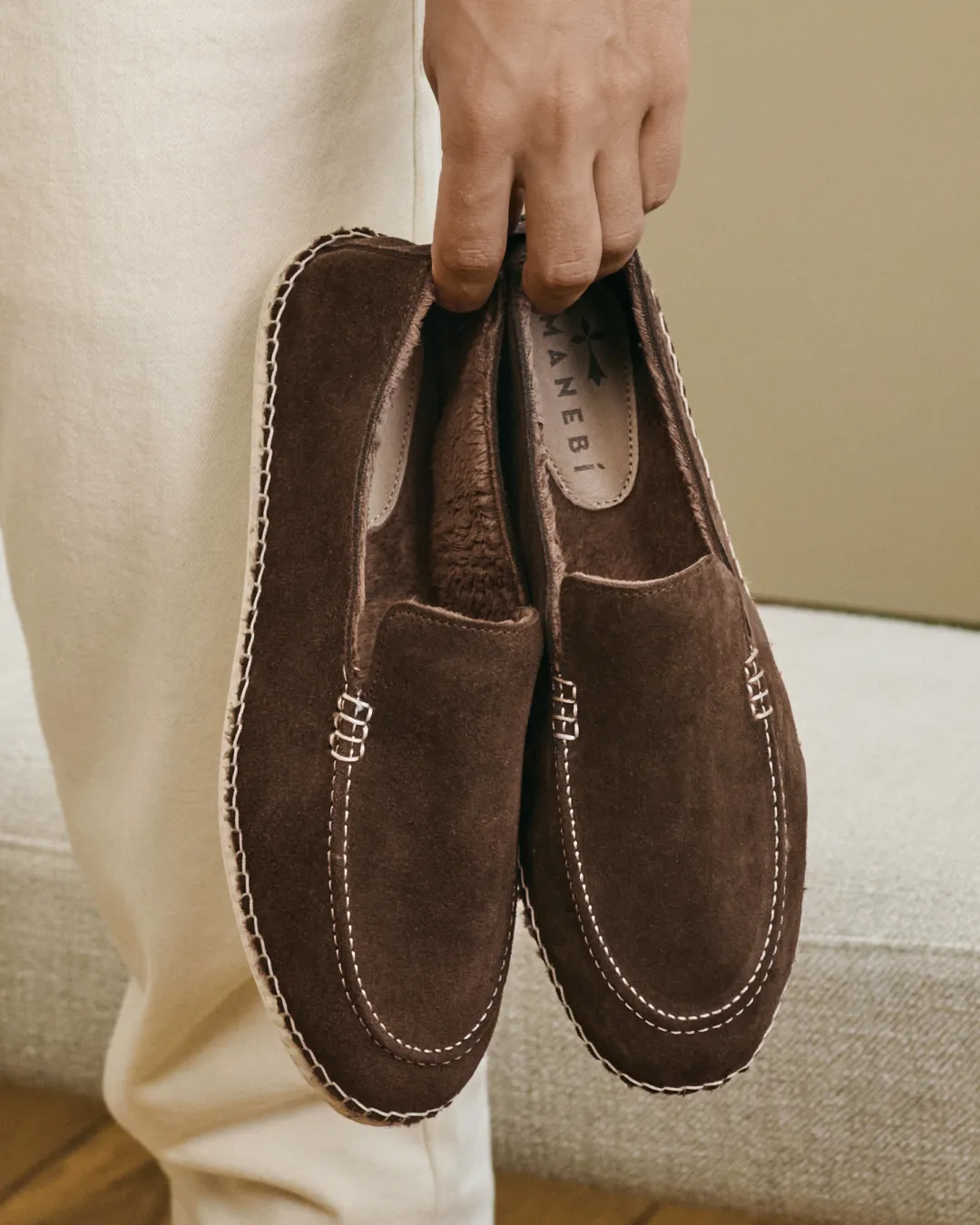 Suede With Faux Fur Loafers Espadrilles - H09L0 - Cortina Cocoa