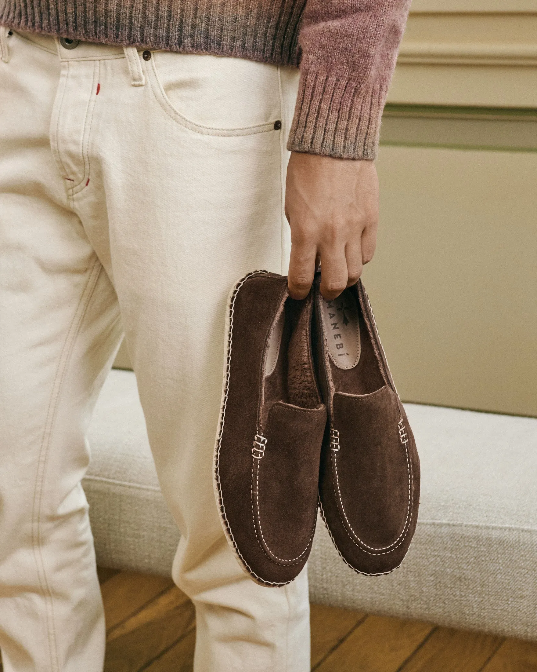 Suede With Faux Fur Loafers Espadrilles - H09L0 - Cortina Cocoa