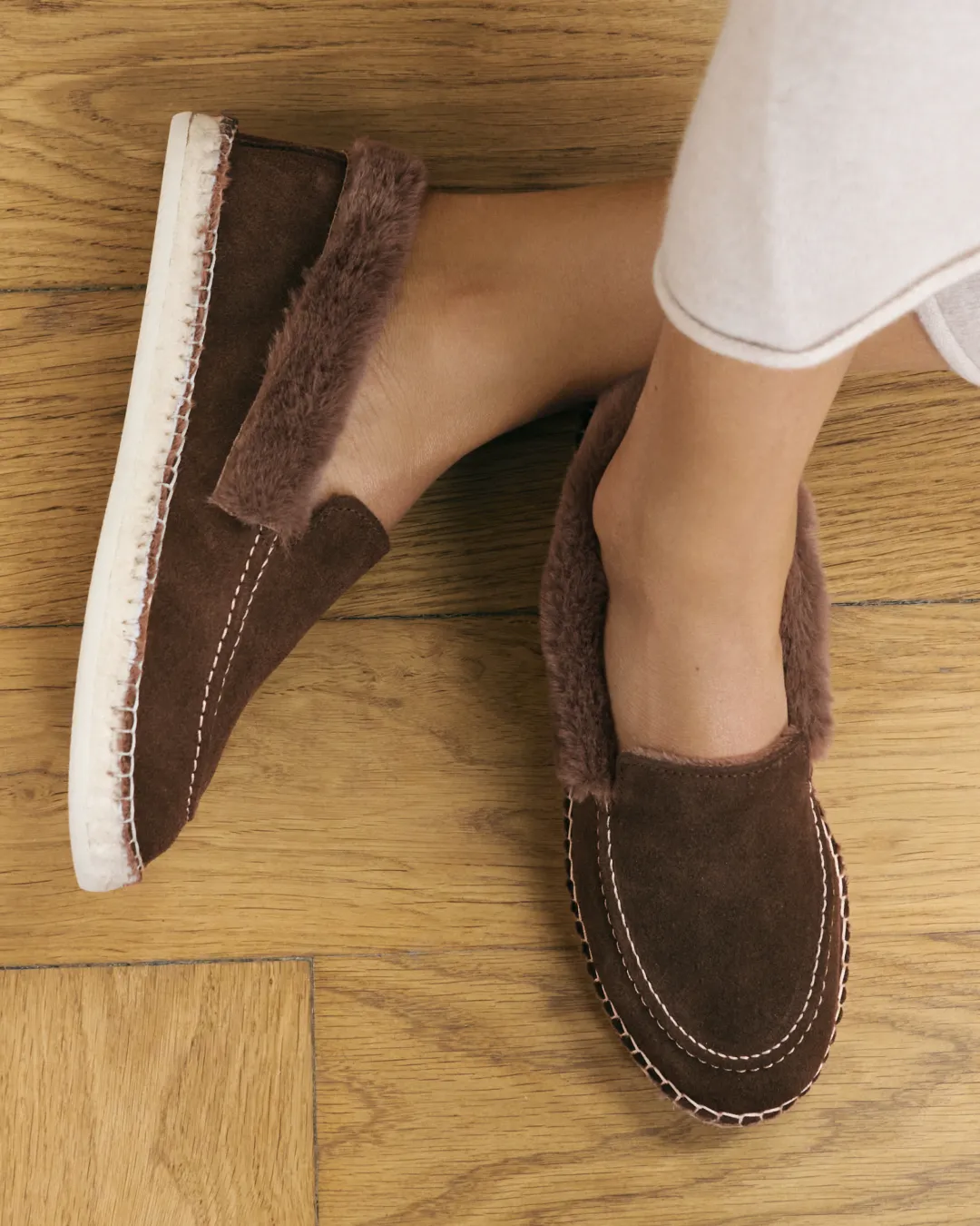 Suede With Faux Fur Loafers Espadrilles - R59LW - Cortina Cocoa