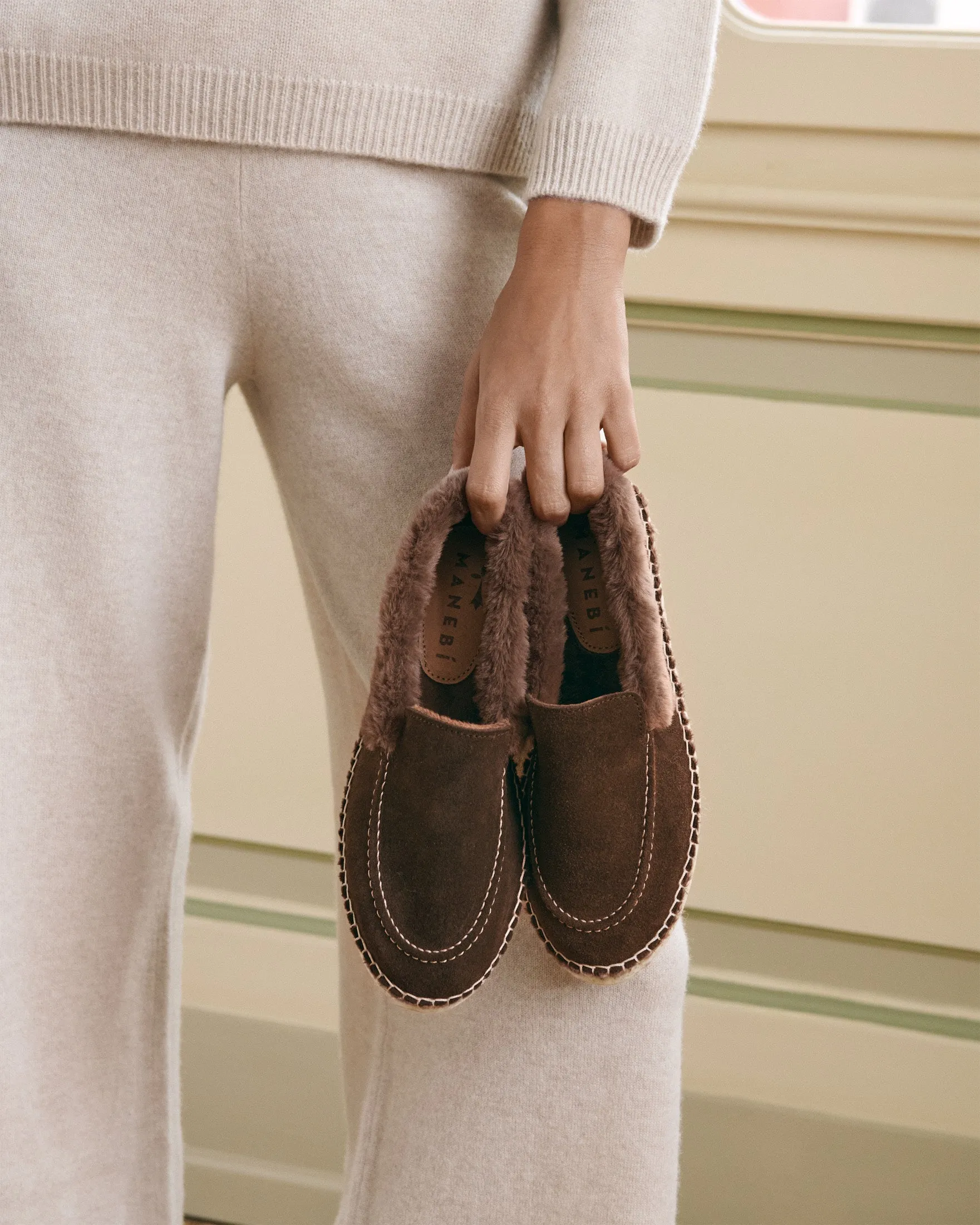 Suede With Faux Fur Loafers Espadrilles - R59LW - Cortina Cocoa