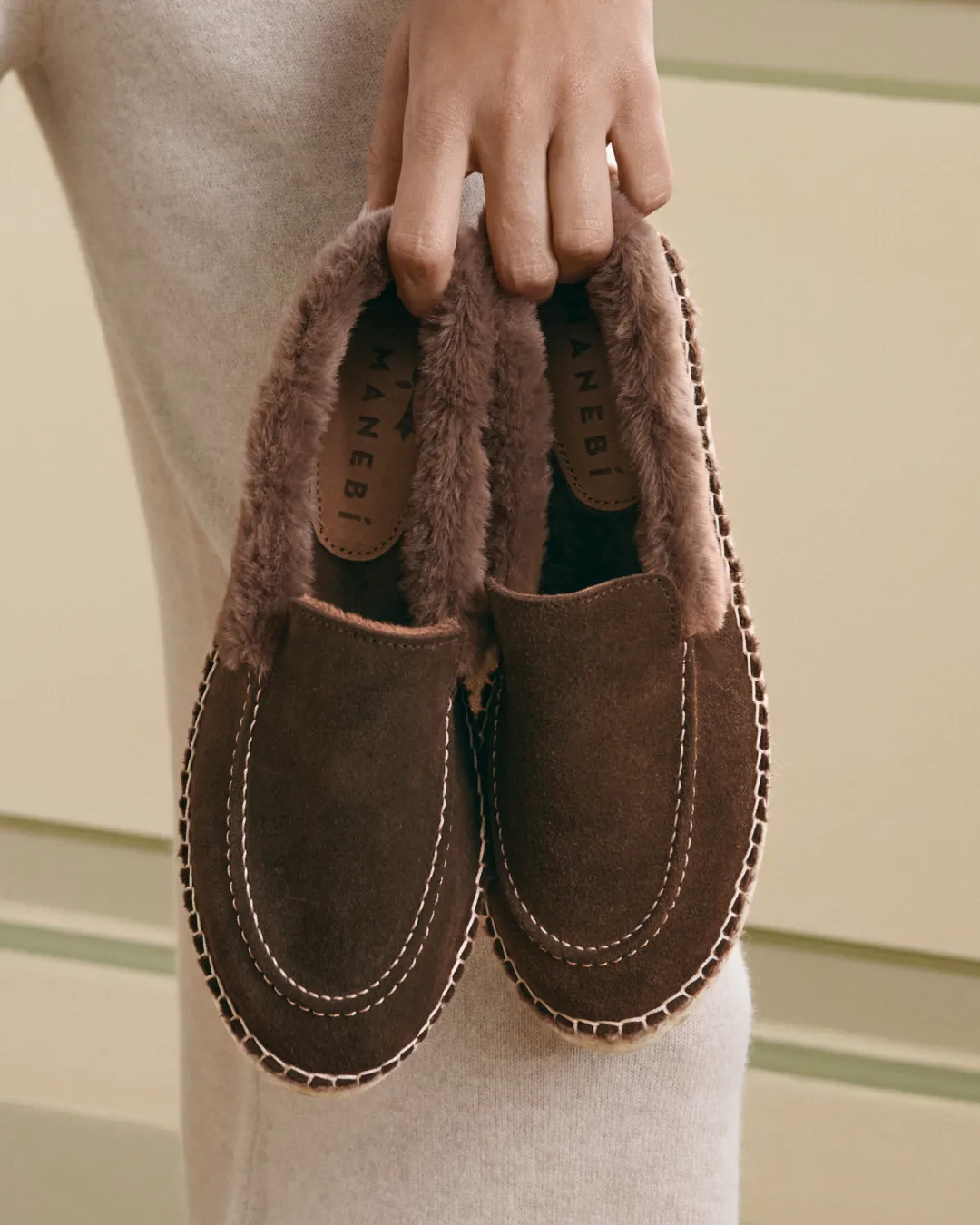 Suede With Faux Fur Loafers Espadrilles - R59LW - Cortina Cocoa