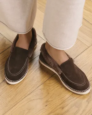 Suede With Faux Fur Loafers Espadrilles - R59LW - Cortina Cocoa