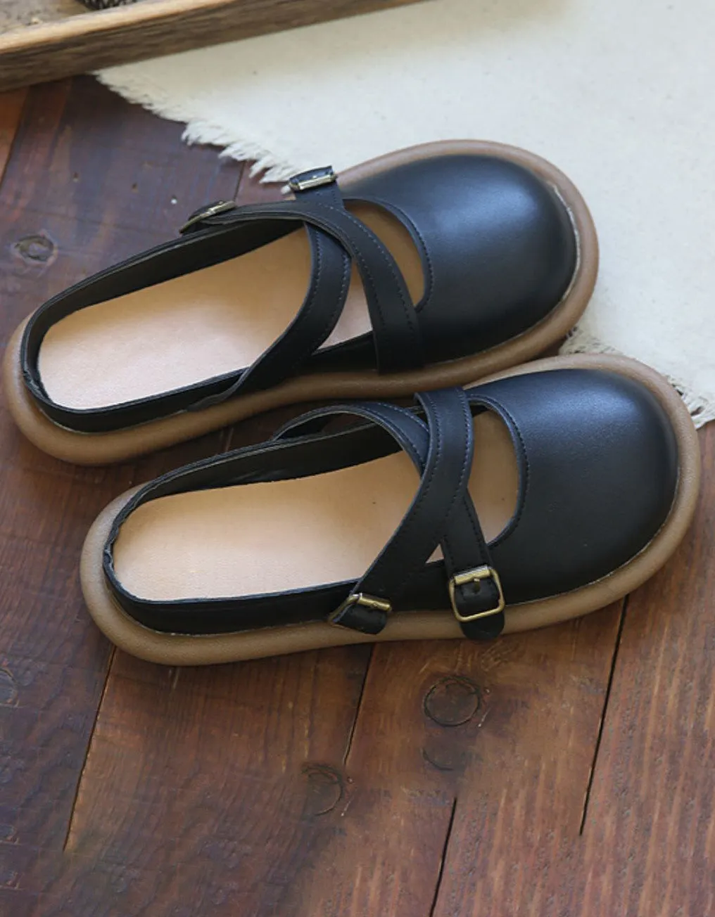 Summer Cross-strap Buckles Soft-sole Slippers