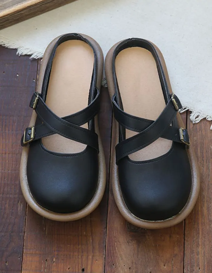 Summer Cross-strap Buckles Soft-sole Slippers