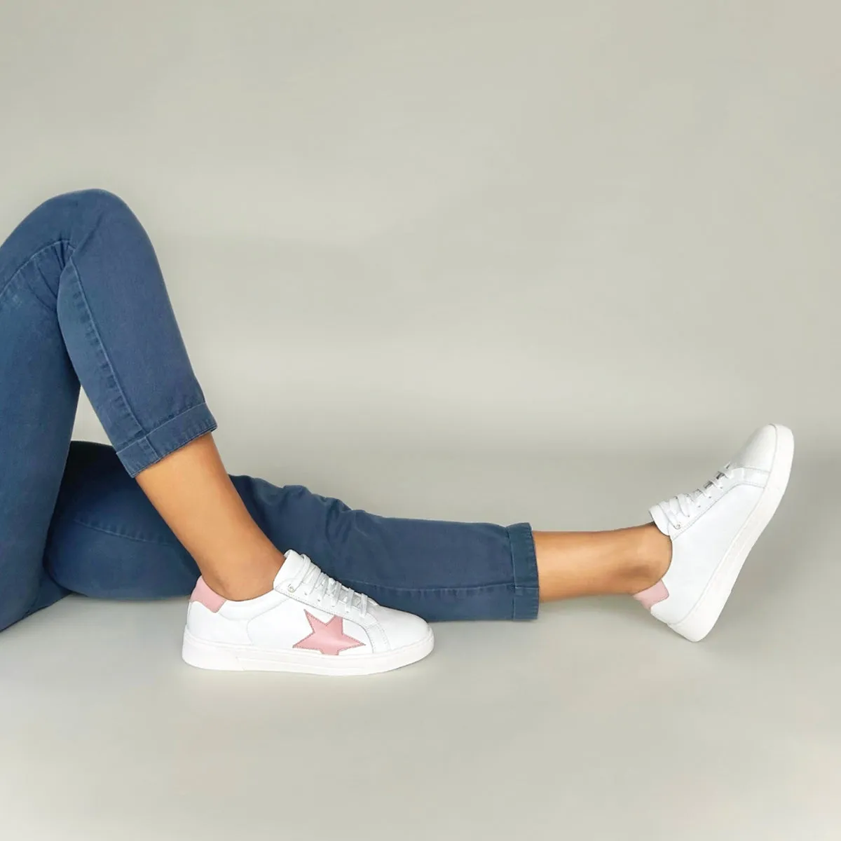 Superstella Wide Fit Trainers - Baby Pink Leather