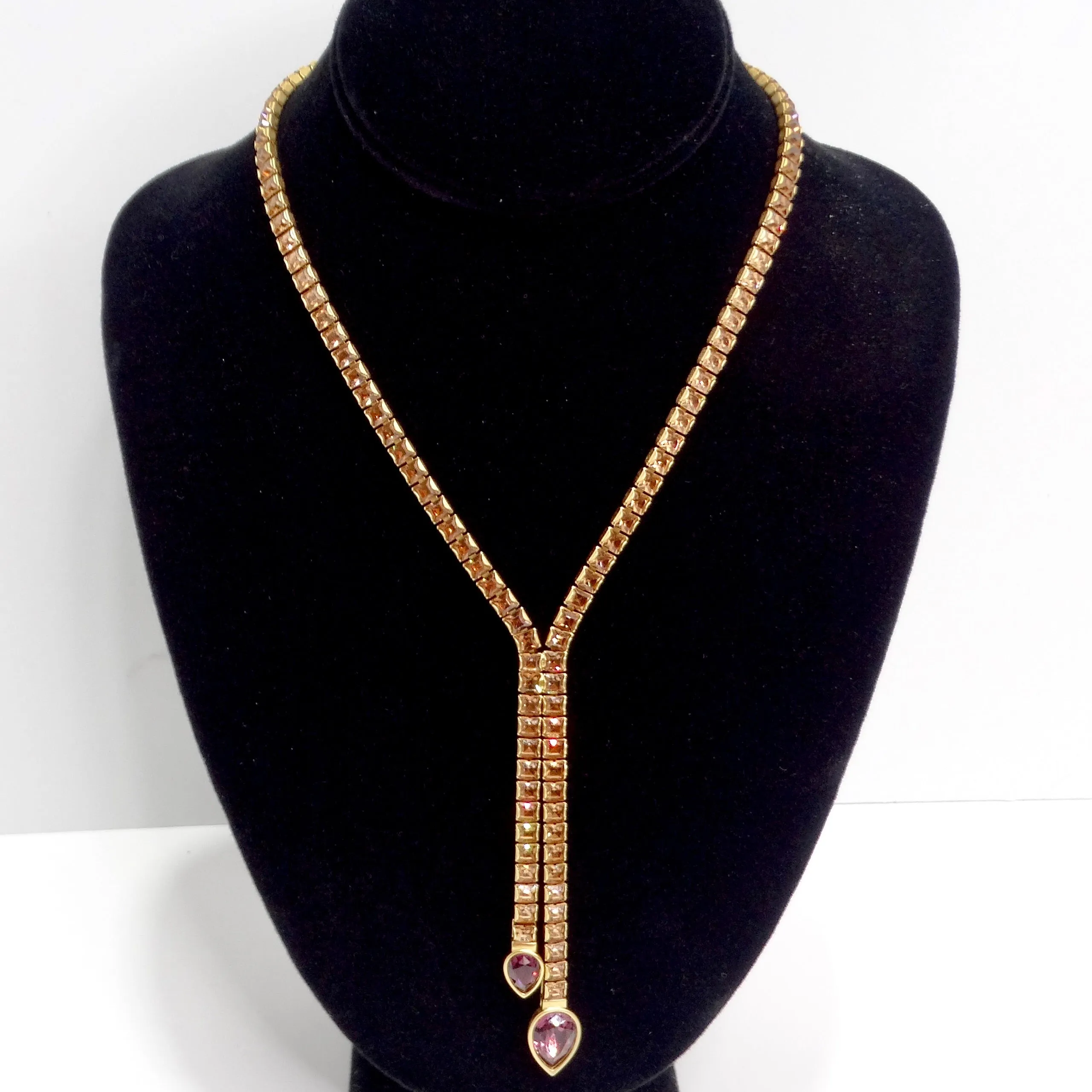 Swarovski 1990s Purple Rhinestone Lariat Choker