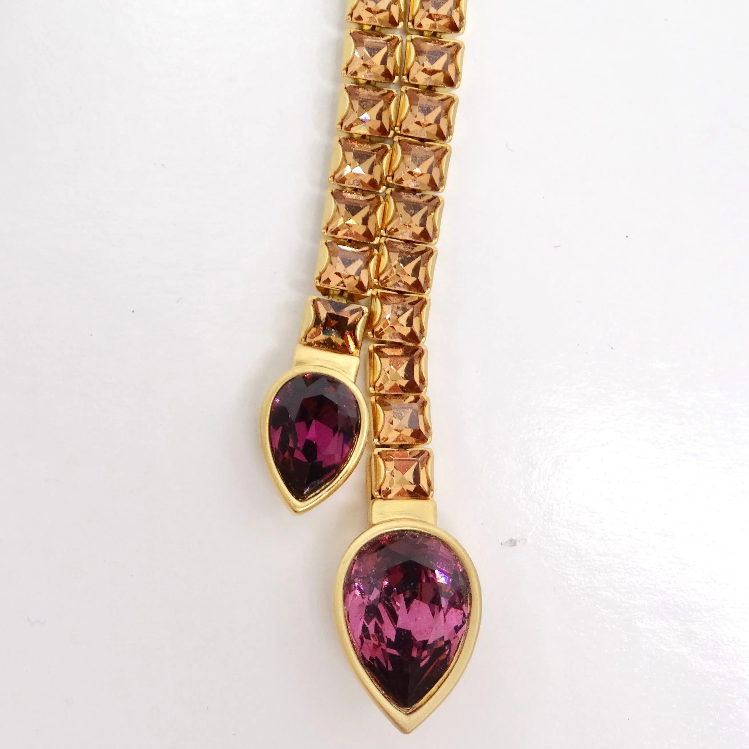 Swarovski 1990s Purple Rhinestone Lariat Choker