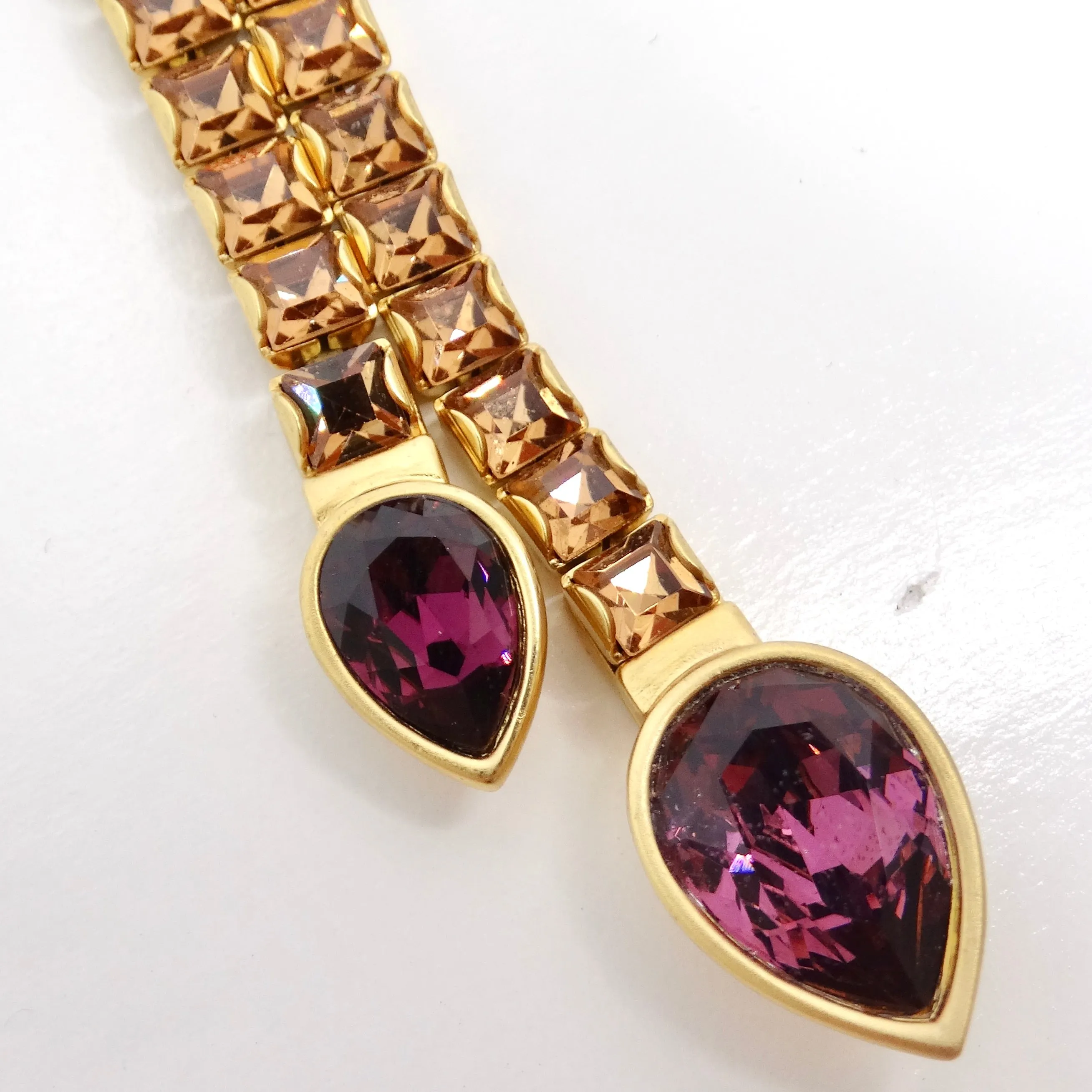 Swarovski 1990s Purple Rhinestone Lariat Choker