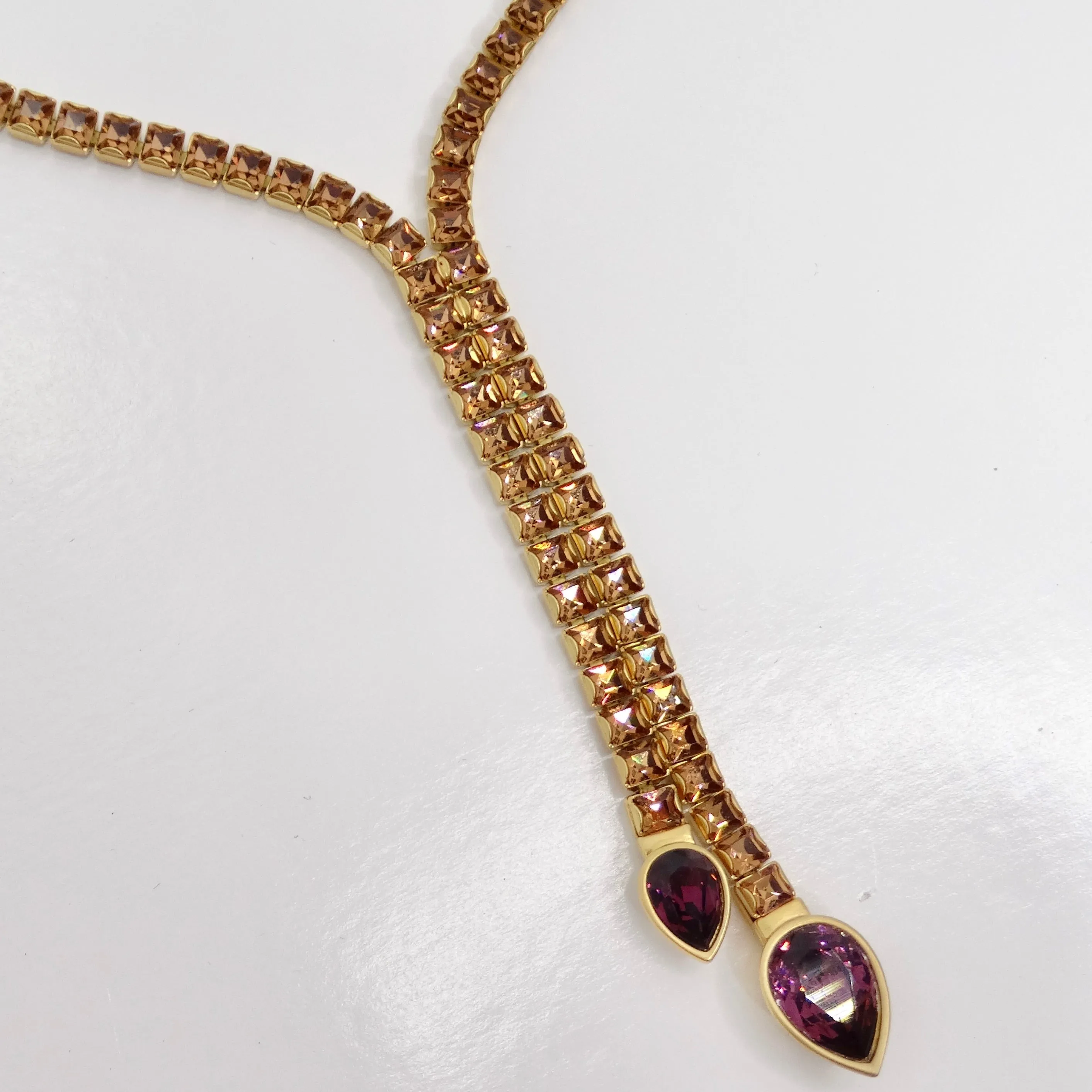 Swarovski 1990s Purple Rhinestone Lariat Choker