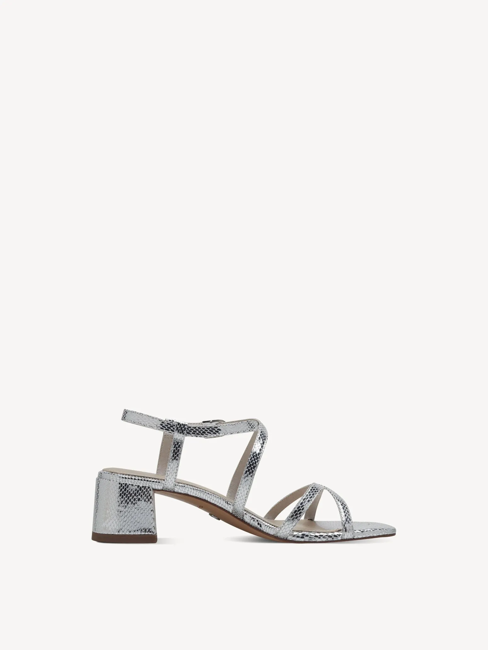 Tamaris Women's 1-28204-42 Heeled Leather Sandals Silver Structured