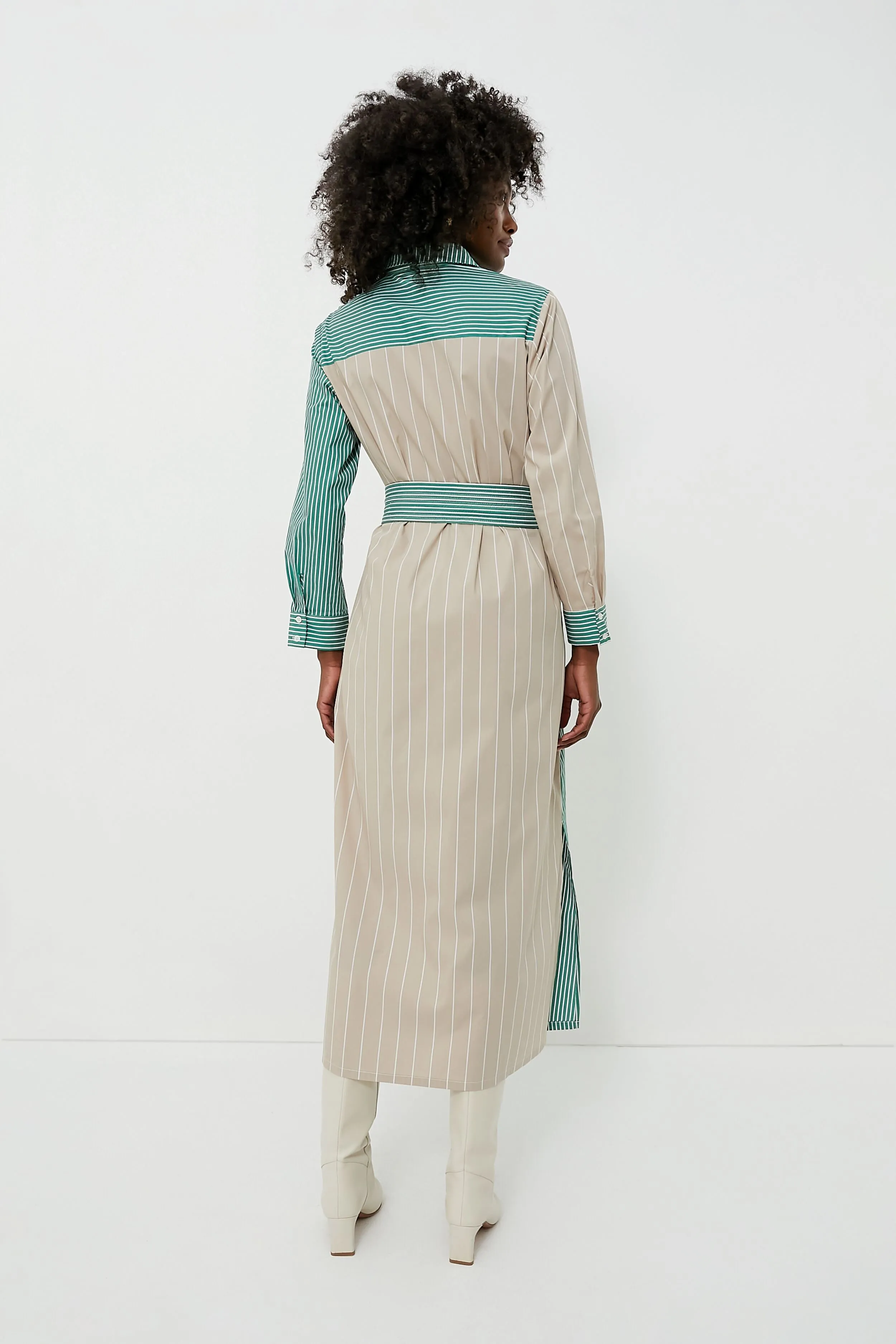 Tan and Green Striped Chessie Dress
