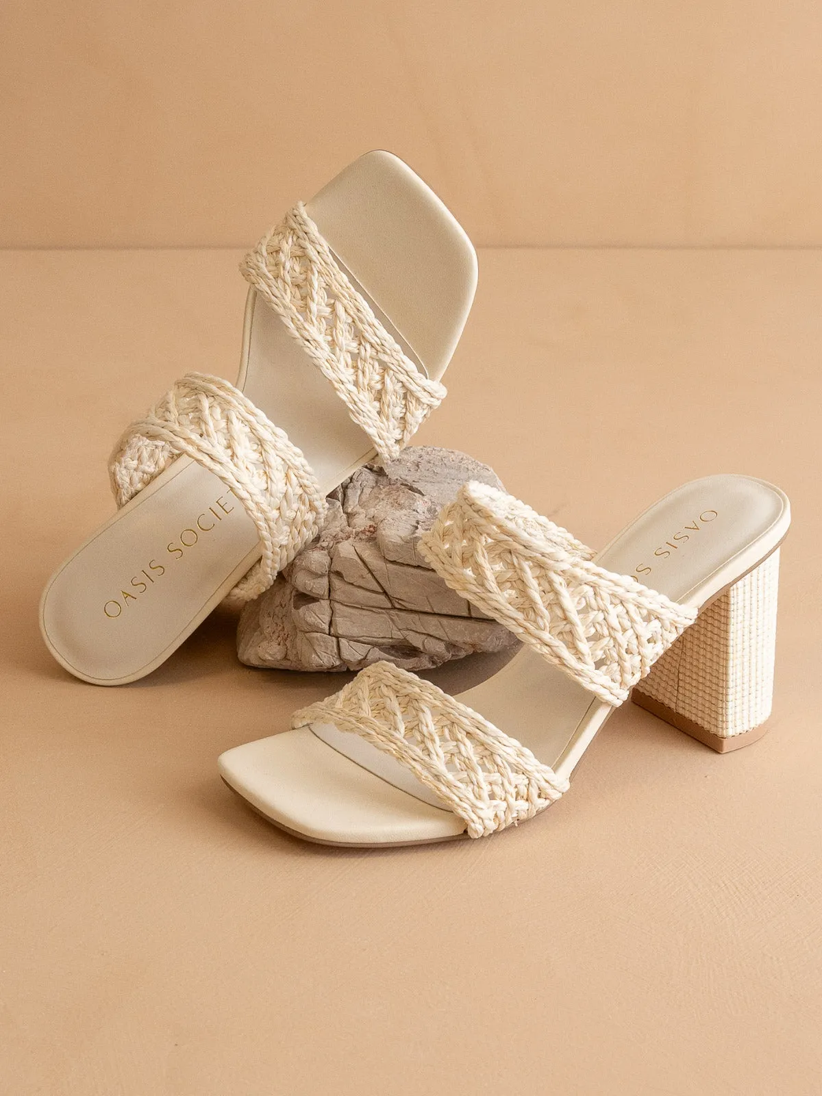 The Barbara | White Woven Double Band Heel