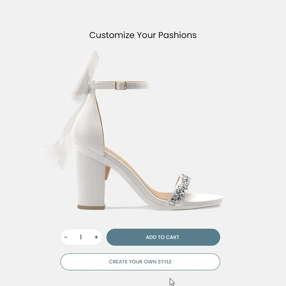 The Pashionista - White Crystal Bow   Block Heel Kit 4 White