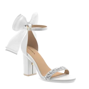 The Pashionista - White Crystal Bow   Block Heel Kit 4 White
