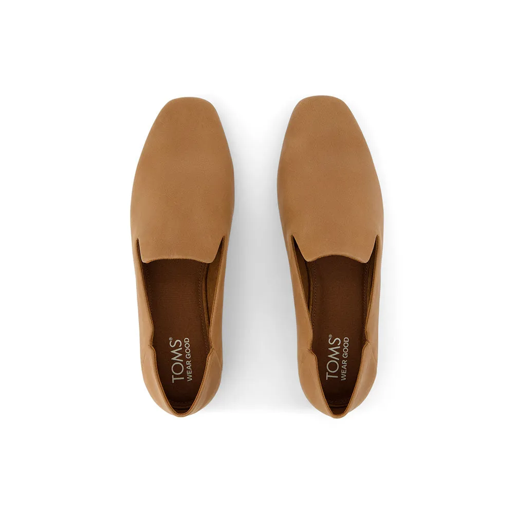 TOMS Women Lara Leather Flat - Brown