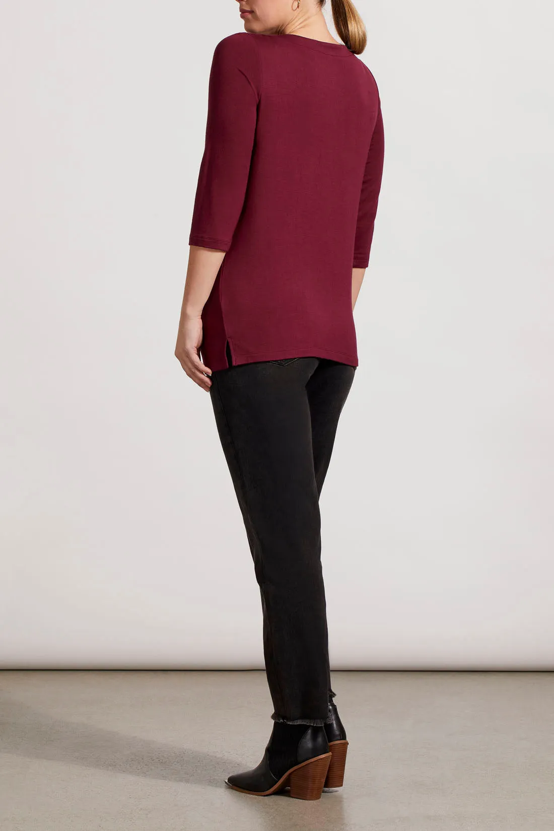 Tribal  Fall/Winter 2023-7161O/2422 -3/4 SLV Top- Red Wine