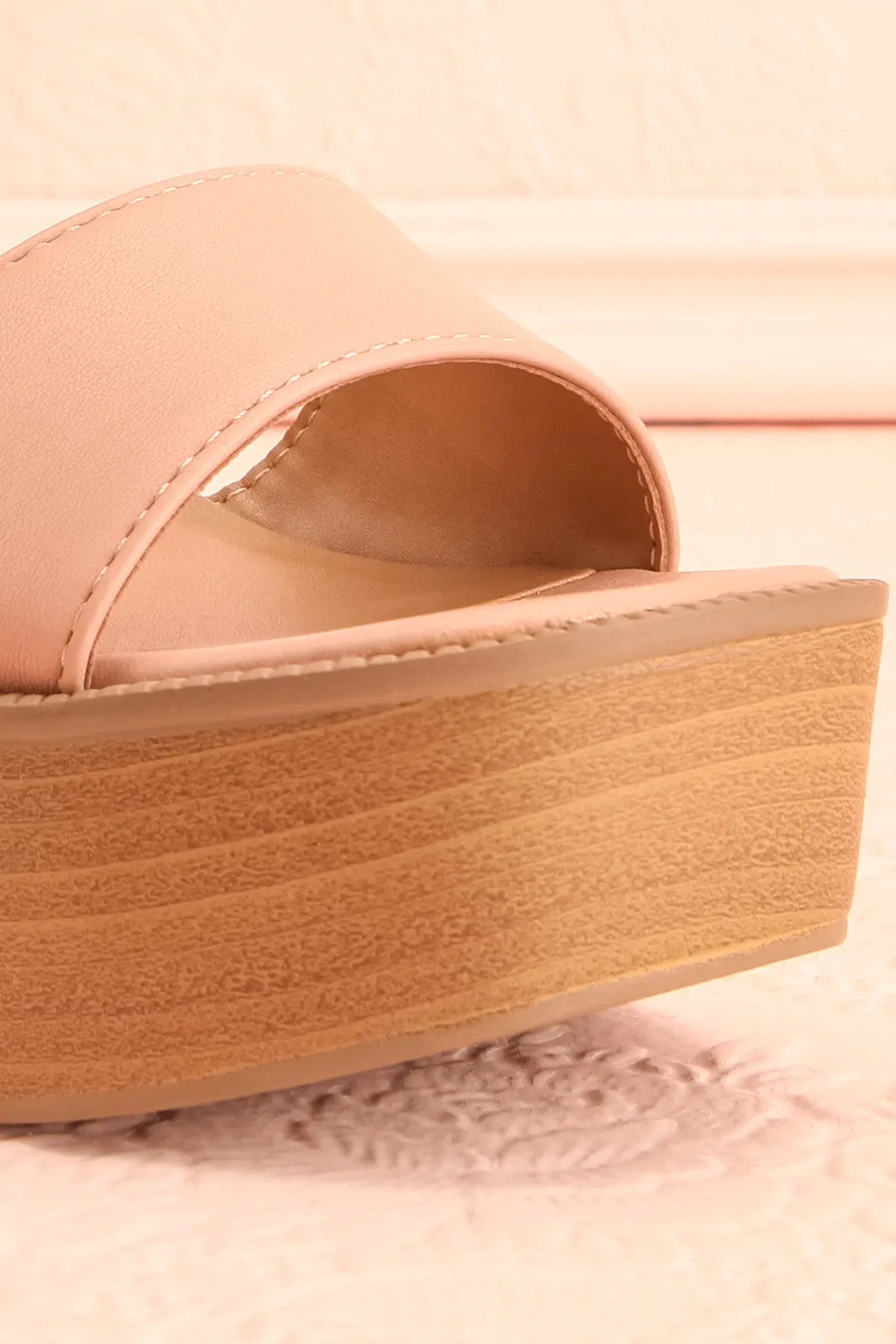 Turbo Beige | Heeled Wooden Platform Sandals