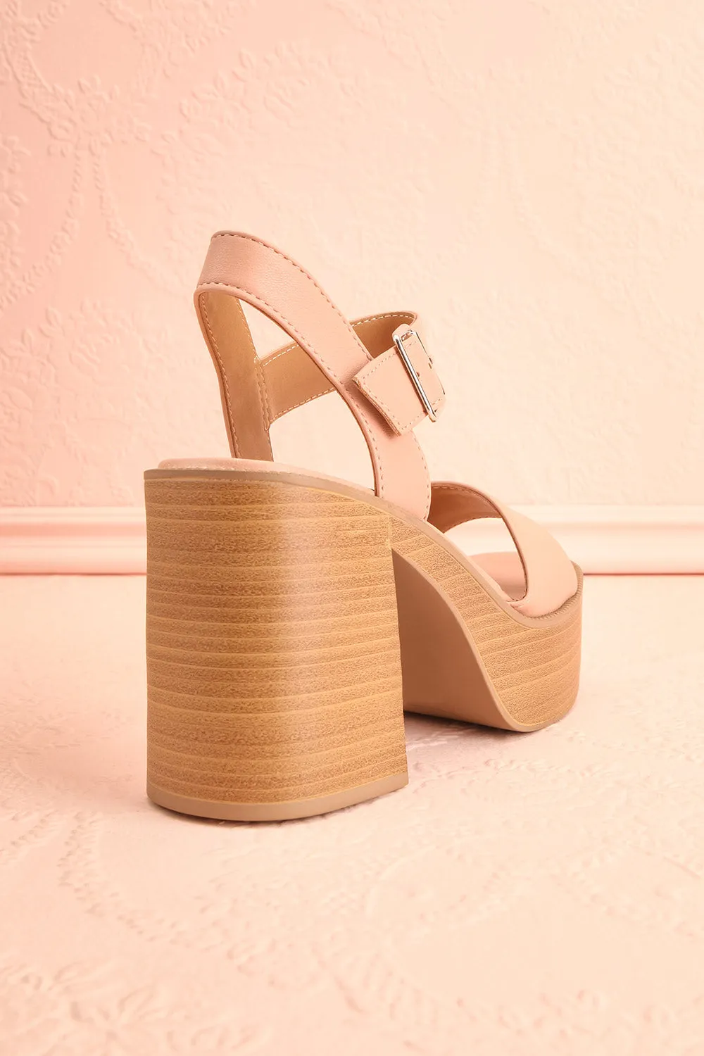 Turbo Beige | Heeled Wooden Platform Sandals