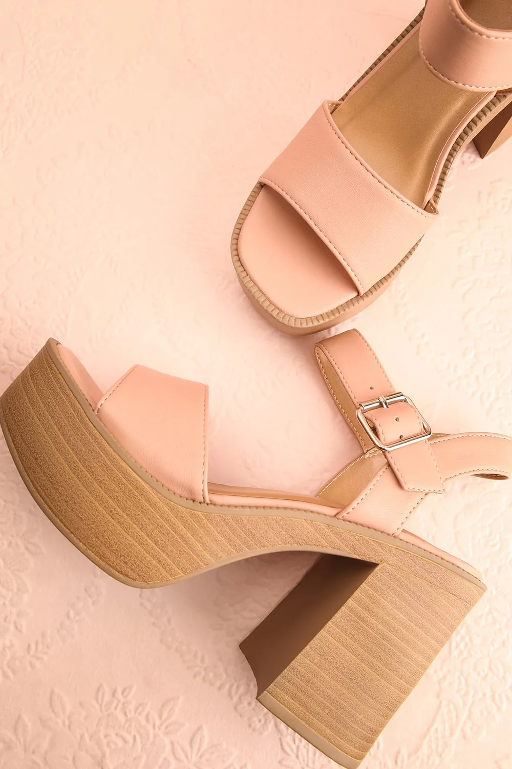 Turbo Beige | Heeled Wooden Platform Sandals