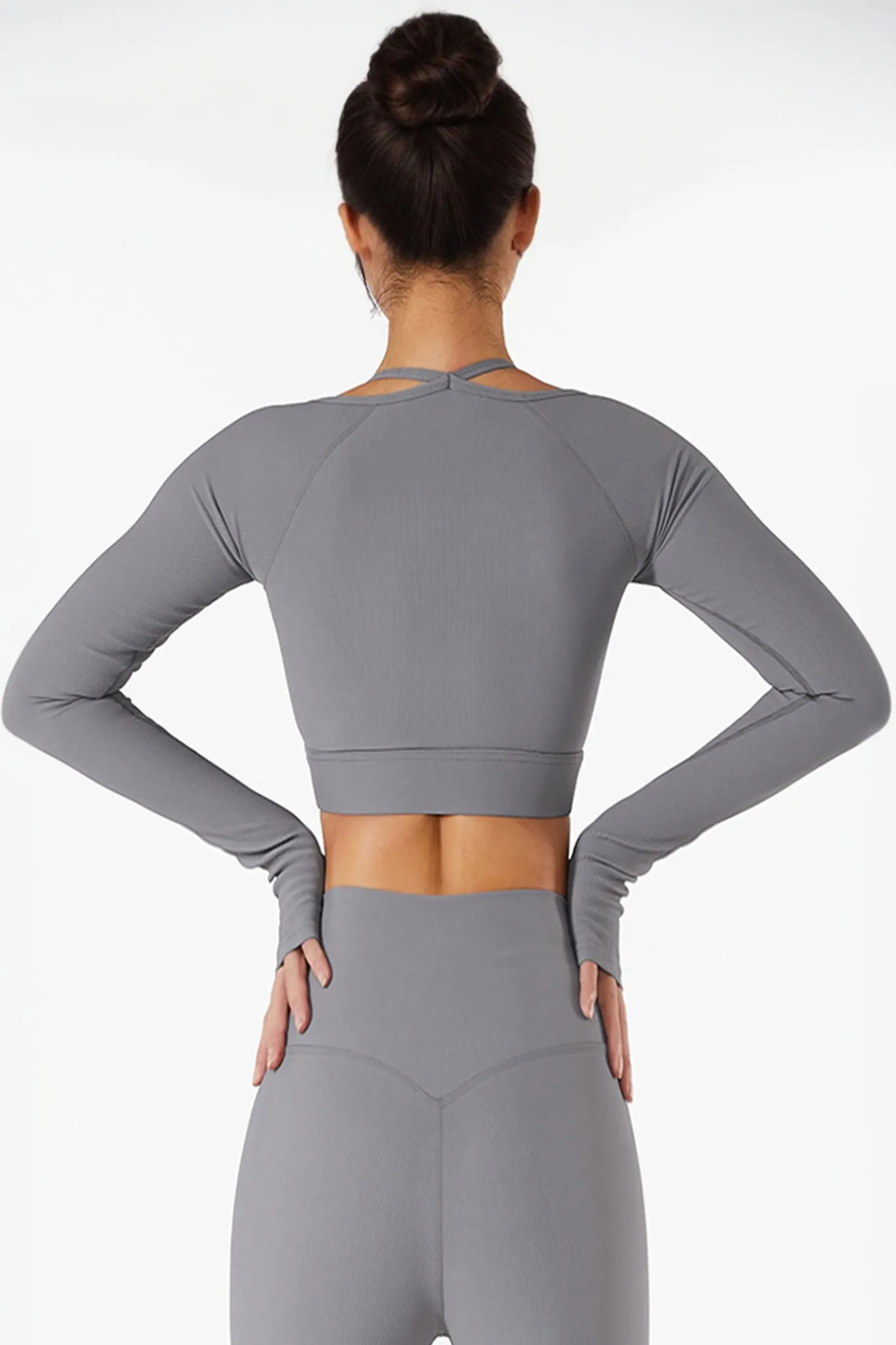Urban Luxe Strappy Knitted Crop Top - Grey