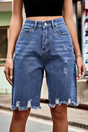 Urban Wear Distressed Denim Bermuda Shorts