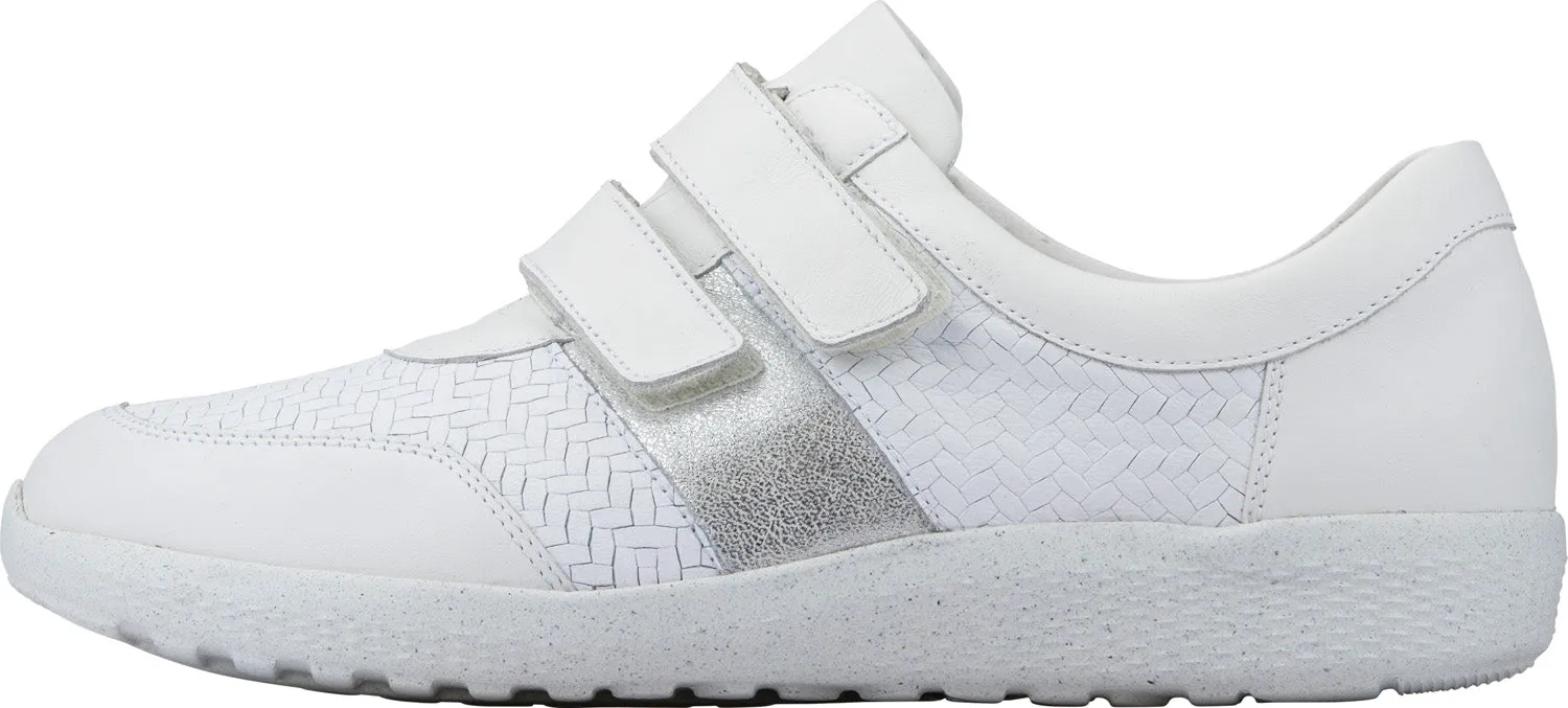 Waldlaufer Wide fitting M Ladies Silver Trainers Leather Stretch M-Ira Strap Over sale