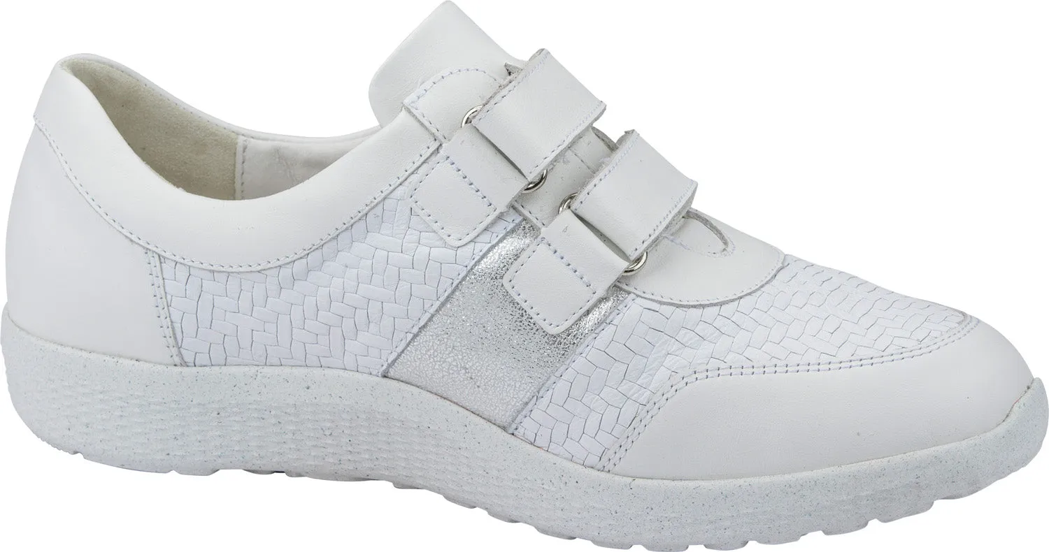 Waldlaufer Wide fitting M Ladies Silver Trainers Leather Stretch M-Ira Strap Over sale