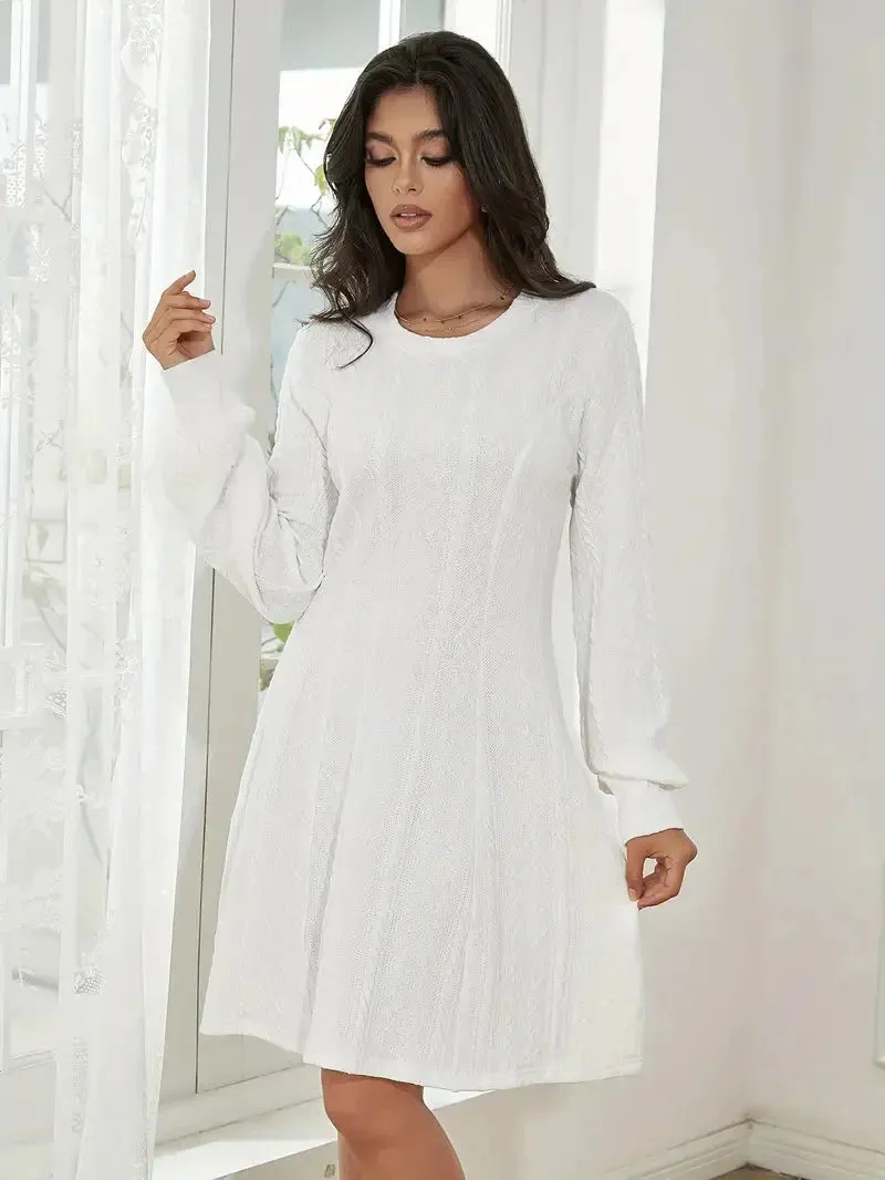 Wenkouban-Christmas Thanksgiving Gift New Year's Eve Dress party look inspos back to school dress  Solid Knit A-line Sweater Dress