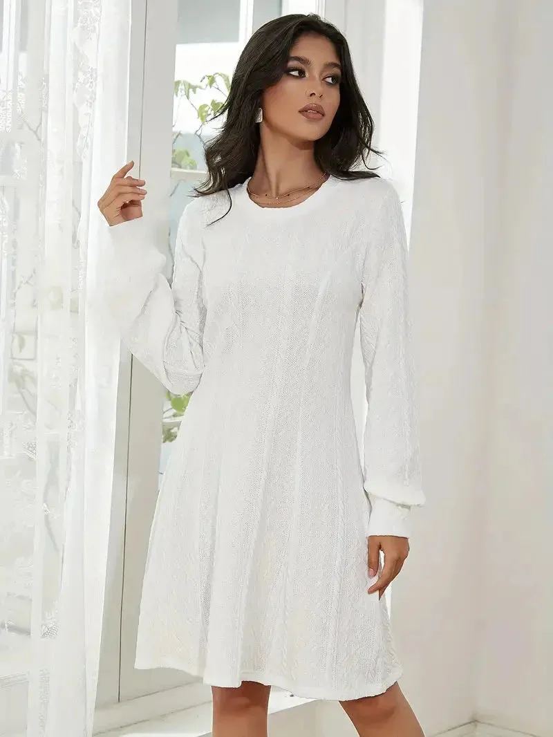 Wenkouban-Christmas Thanksgiving Gift New Year's Eve Dress party look inspos back to school dress  Solid Knit A-line Sweater Dress