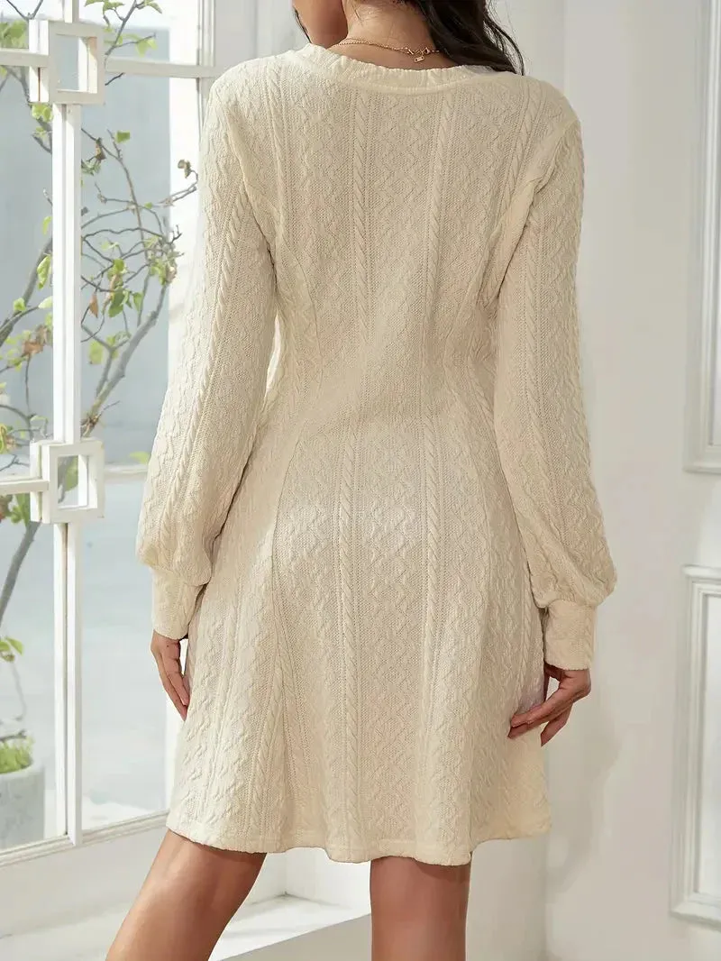 Wenkouban-Christmas Thanksgiving Gift New Year's Eve Dress party look inspos back to school dress  Solid Knit A-line Sweater Dress
