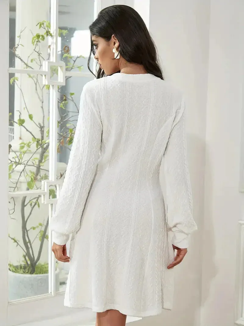 Wenkouban-Christmas Thanksgiving Gift New Year's Eve Dress party look inspos back to school dress  Solid Knit A-line Sweater Dress