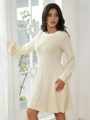 Wenkouban-Christmas Thanksgiving Gift New Year's Eve Dress party look inspos back to school dress  Solid Knit A-line Sweater Dress