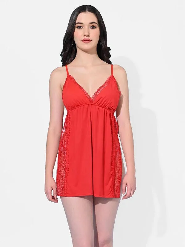 Women Satin Babydoll Lingerie with G-String Panty Pack of 2