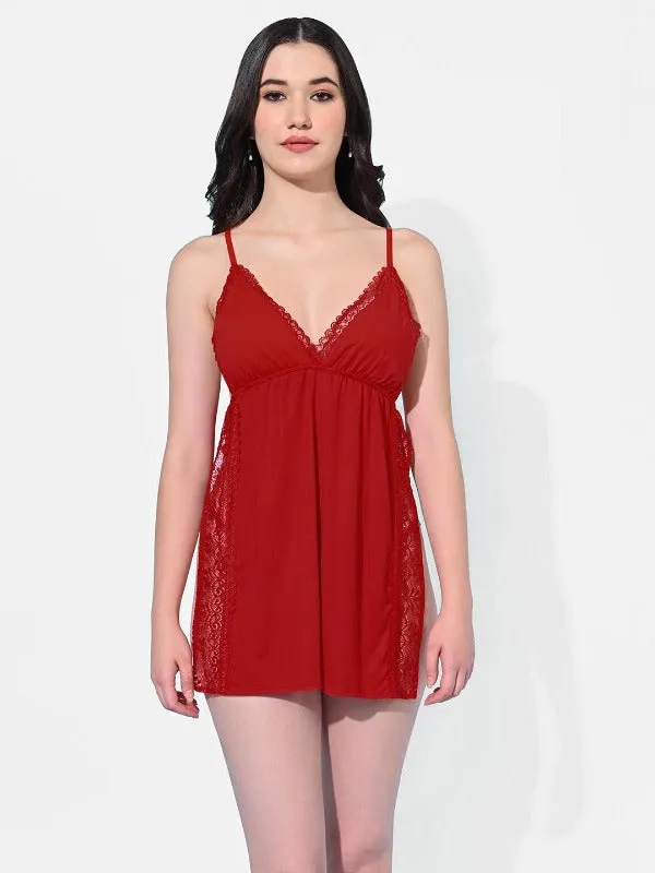 Women Satin Babydoll Lingerie with G-String Panty Pack of 2