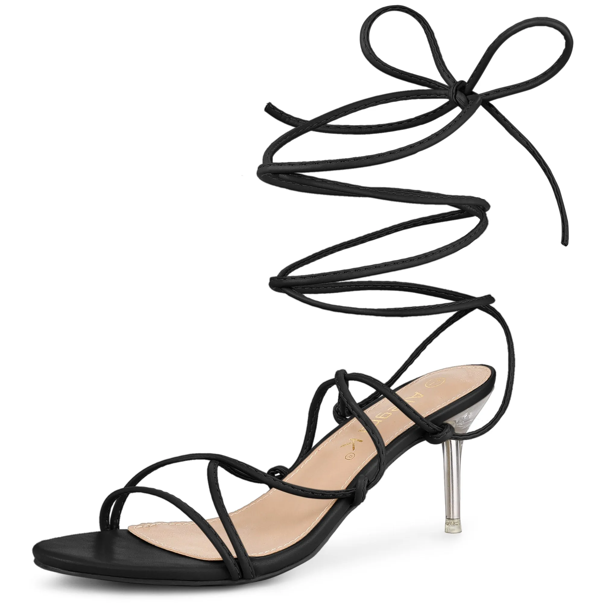 Women's Lace Up Open Toe Strappy Stiletto Heels Sandals