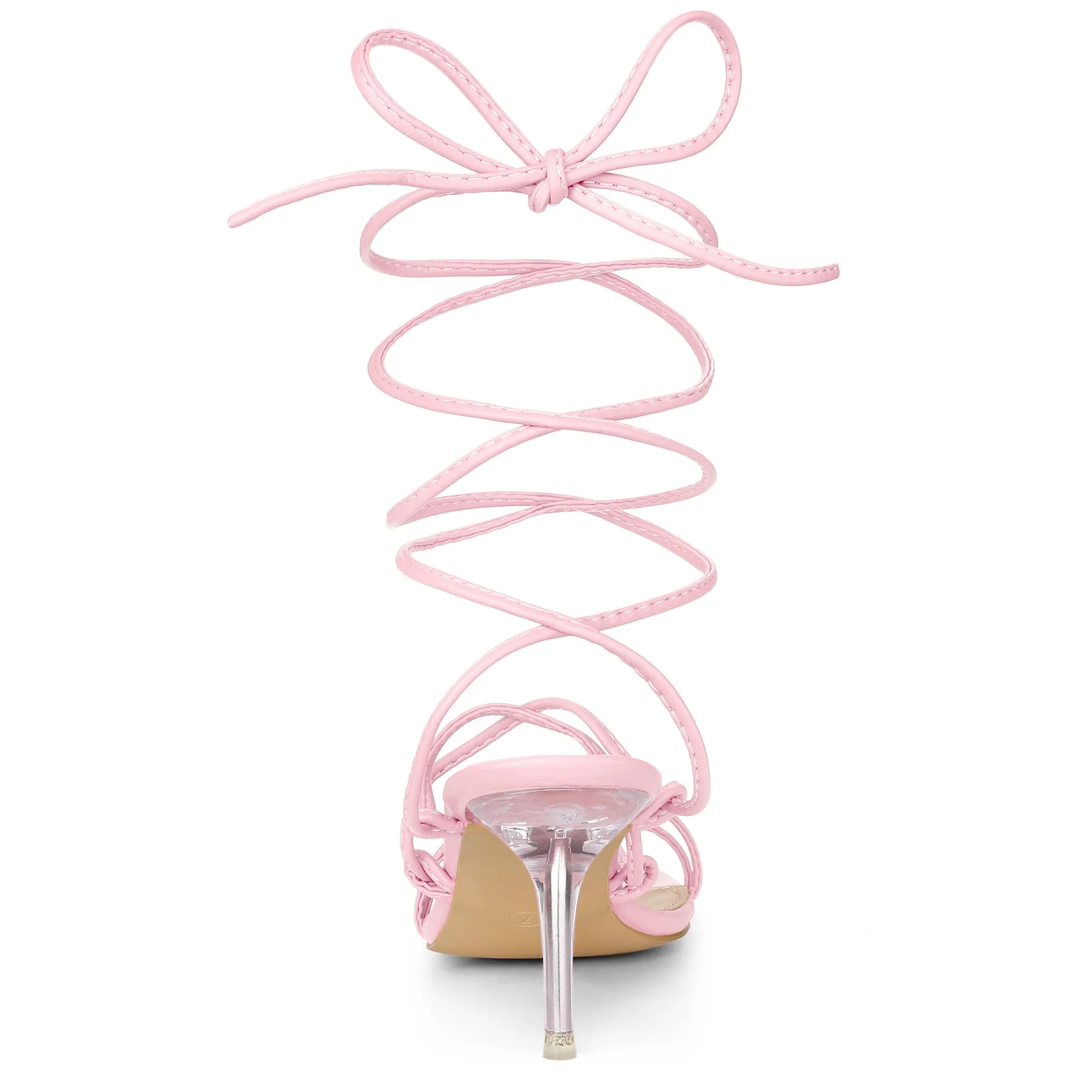 Women's Lace Up Open Toe Strappy Stiletto Heels Sandals