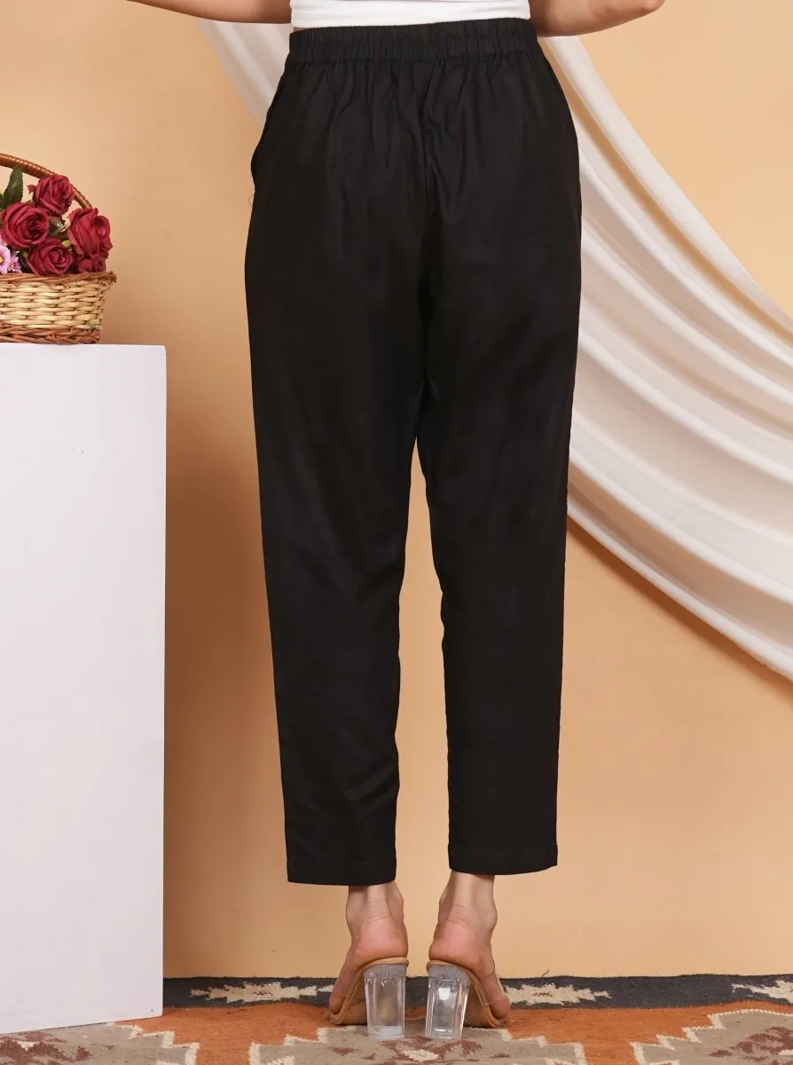 Women’s Linen Cotton Palazzo Pants| Black