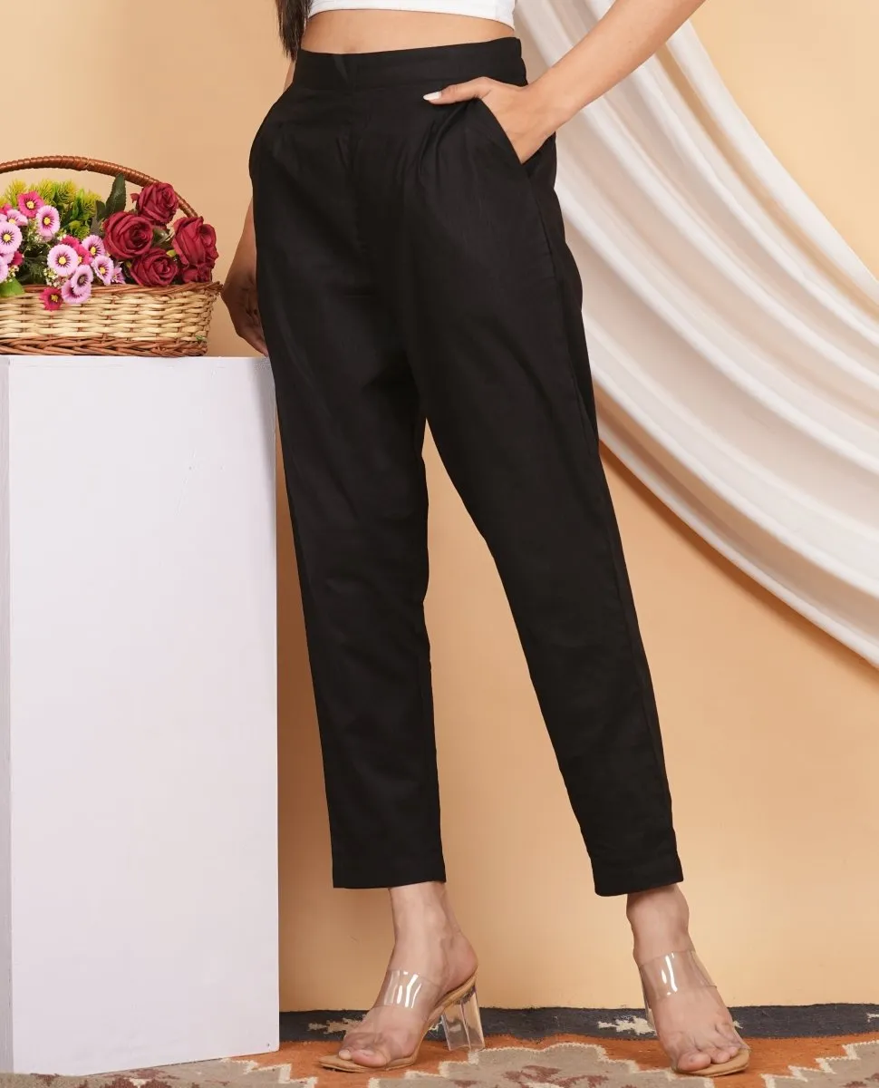 Women’s Linen Cotton Palazzo Pants| Black