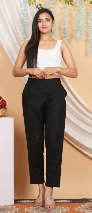 Women’s Linen Cotton Palazzo Pants| Black