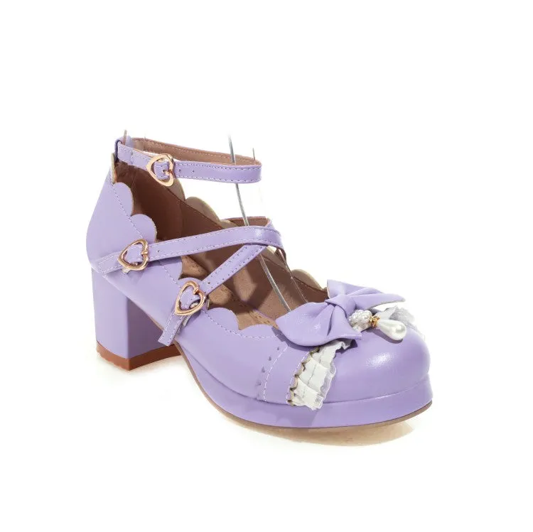 Women's Lolita Bowtie Chunky Heel Pumps