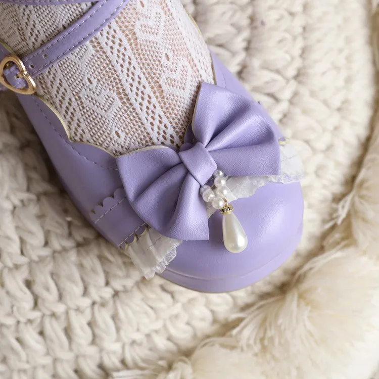 Women's Lolita Bowtie Chunky Heel Pumps