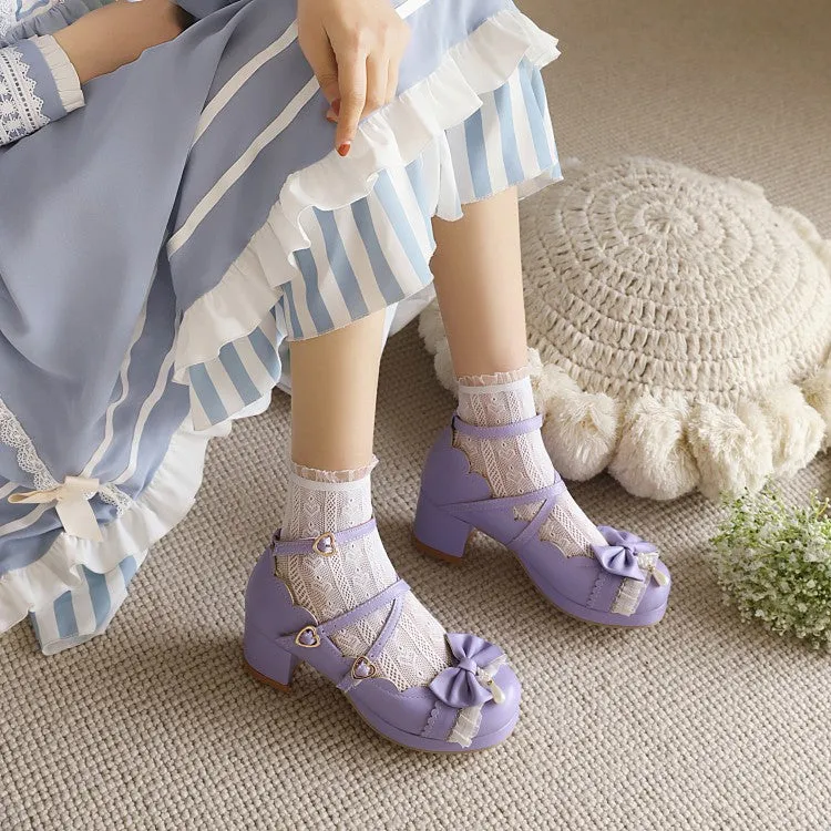 Women's Lolita Bowtie Chunky Heel Pumps
