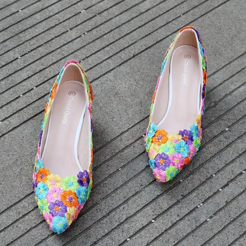 Women's white floral lace wedding pumps