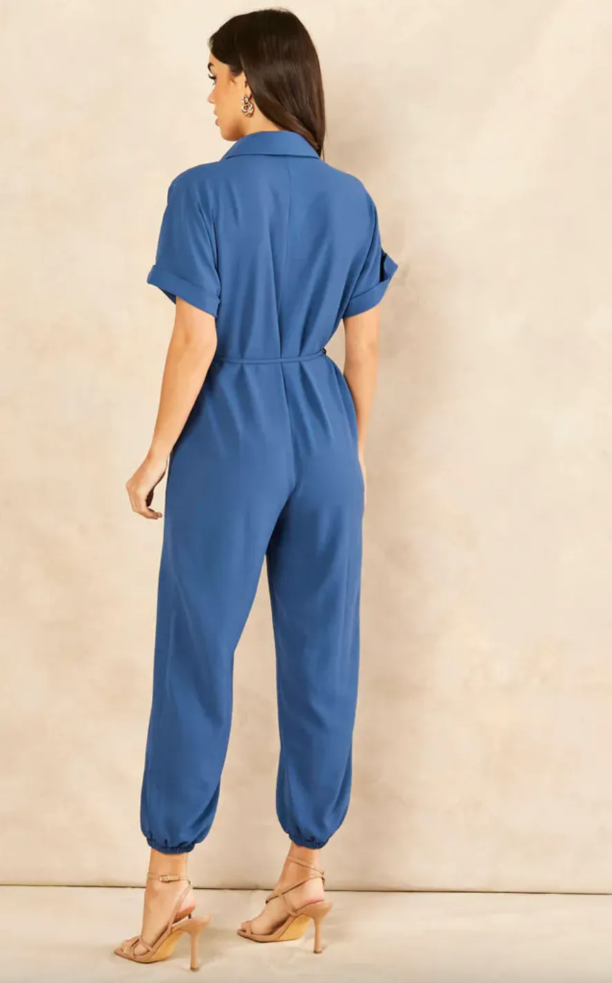 Wrap Jumpsuit with Pockets in Indigo