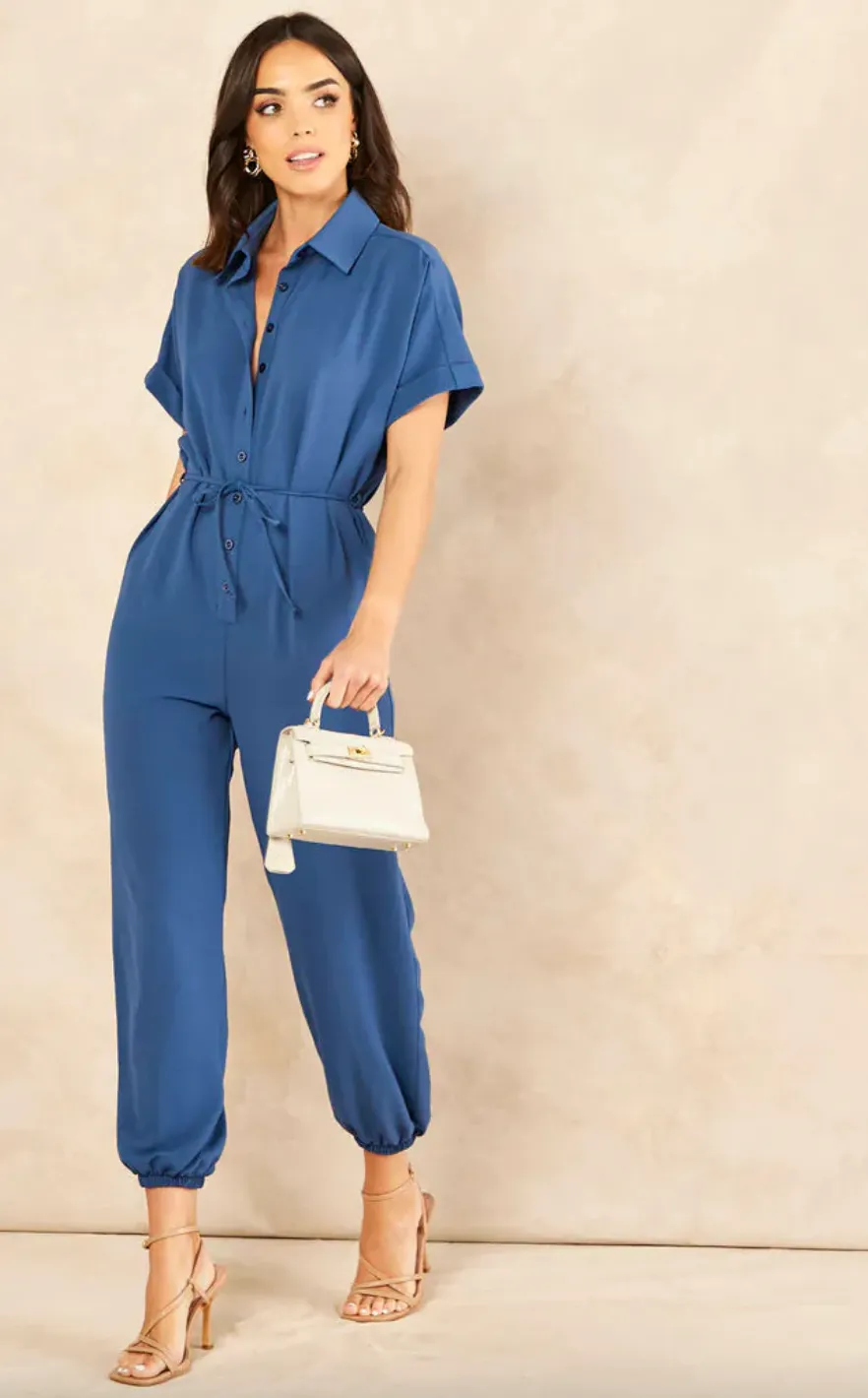 Wrap Jumpsuit with Pockets in Indigo