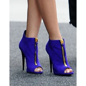 Zipper Decorate Peep-toe Stiletto High Heel Ankle Boot Sandals